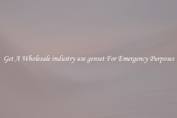 Get A Wholesale industry use genset For Emergency Purposes