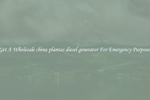 Get A Wholesale china plantas diesel generator For Emergency Purposes